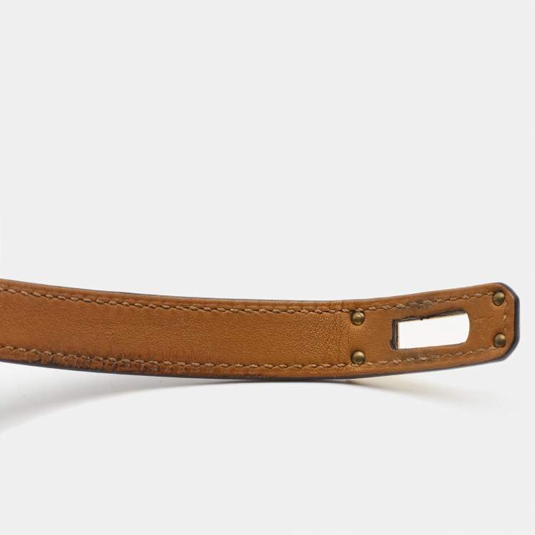 Pre Owned Hermes Kelly Double Tour Black Leather Gold Plated Bracelet