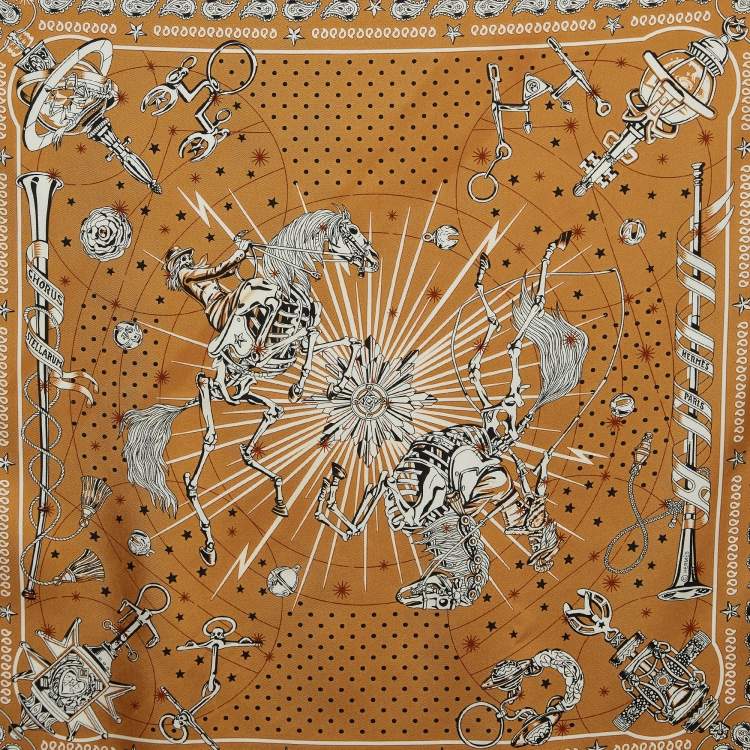 Pre Owned Hermès Beige Silk Twill Chorus Stellarum Bandana 