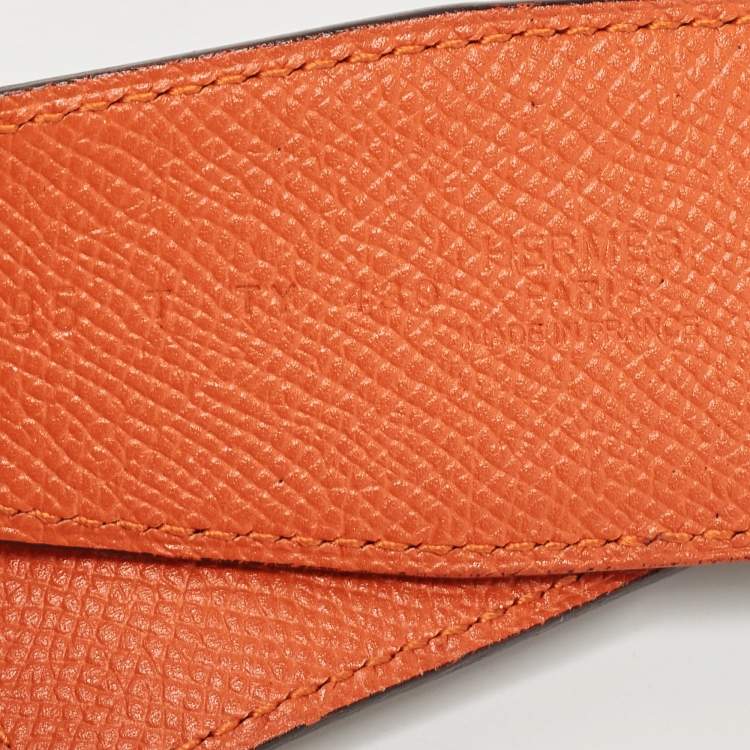 Pre Owned Hermes Feu/Noir Epsom Leather Reversible Belt Strap 95 CM