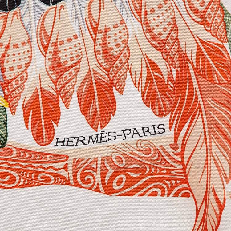 Pre Owned Hermès Orange Printed Silk Danse Pacifique Square Scarf