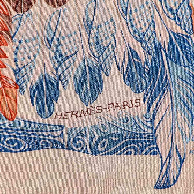 Pre Owned Hermès Pink Printed Silk Danse Pacifique Square Scarf