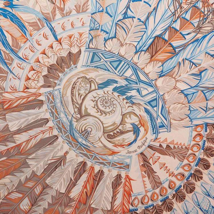 Pre Owned Hermès Pink Printed Silk Danse Pacifique Square Scarf