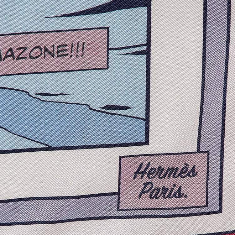 Pre Owned Hermès Blue/Pink Printed Silk Double Face BNIB Wow Scarf