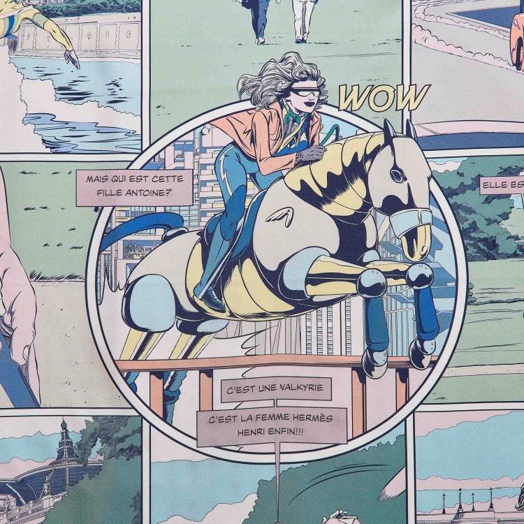 Pre Owned Hermès Blue/Pink Printed Silk Double Face BNIB Wow Scarf