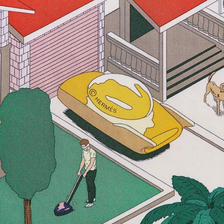 Pre Owned Hermès Multicolor Printed Silk On The Beach Scarf