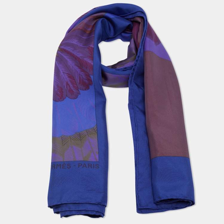Pre Owned Hermès Purple Brazilian Surteint Dip Dye Silk Shawl
