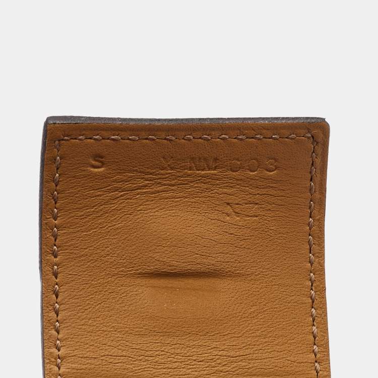 Pre Owned Hermes Collier de Chien Leather Palladium Plated Wide Bracelet 