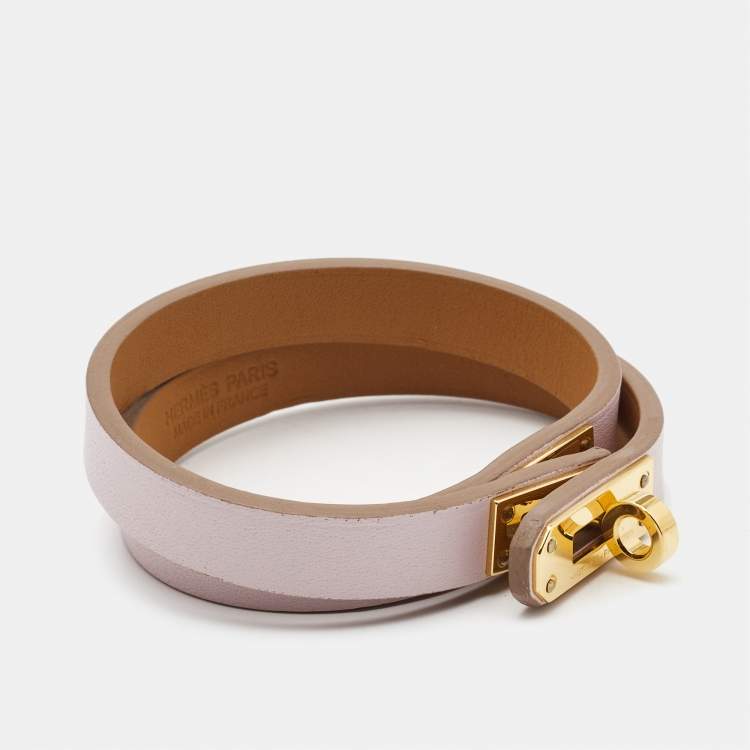 Pre Owned Hermès Kelly Mini Leather Gold Plated Bracelet