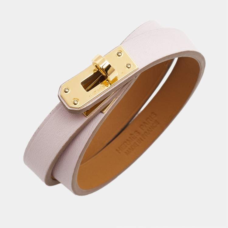 Pre Owned Hermès Kelly Mini Leather Gold Plated Bracelet