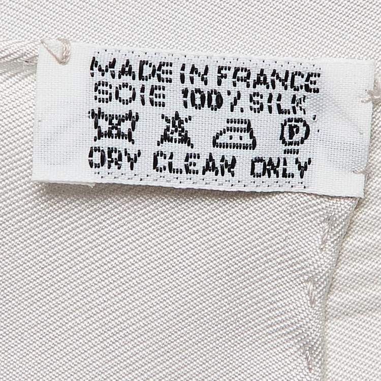 Pre Owned Hermes White Printed Circuit Handkerchief 