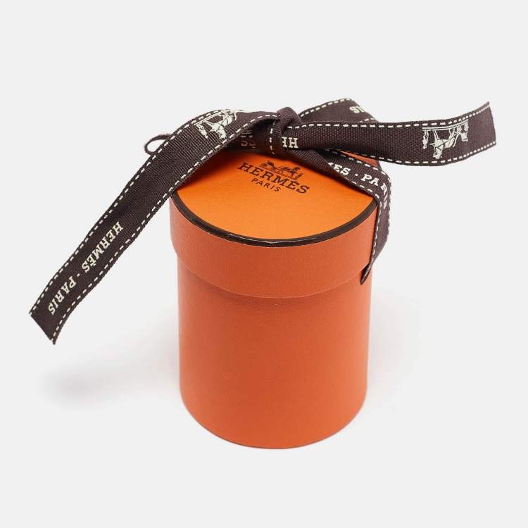 Pre Owned Hermes Orange Printed Silk Faubourg Rainbow Twilly