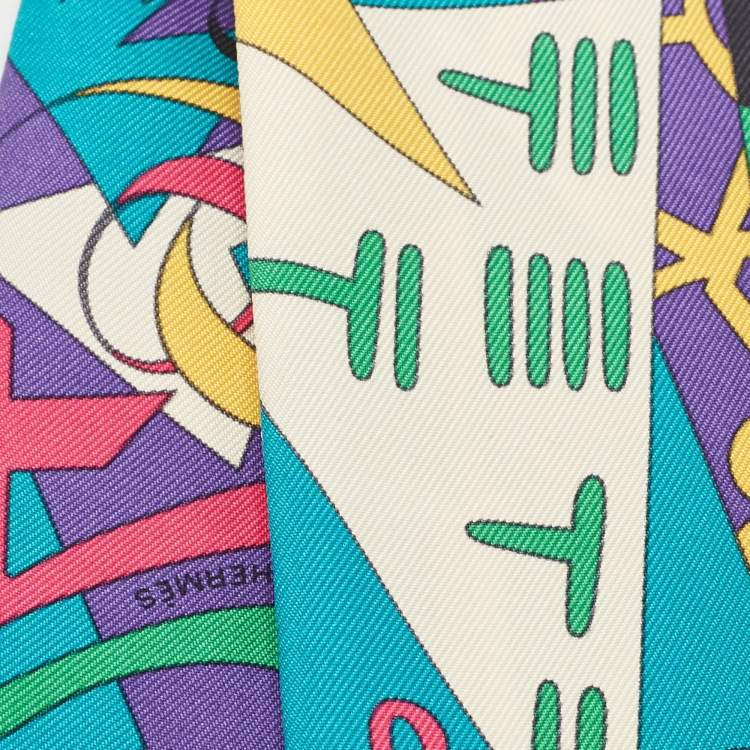 Pre Owned Hermès Multicolor Printed Silk Le Nombre d'Or Silk Twilly 