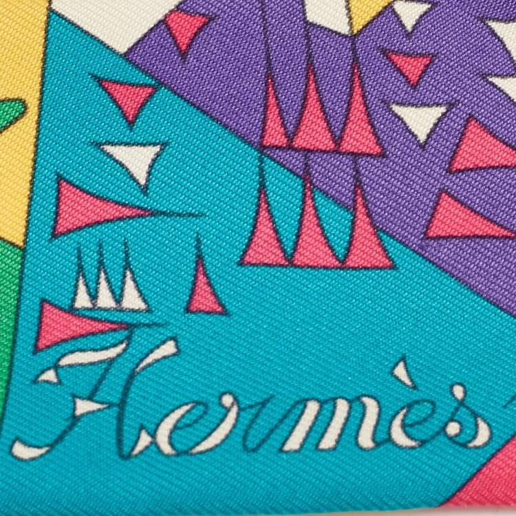 Pre Owned Hermès Multicolor Printed Silk Le Nombre d'Or Silk Twilly 