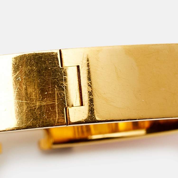 Pre Owned Hermes Clic H Enamel Gold Plated Bracelet