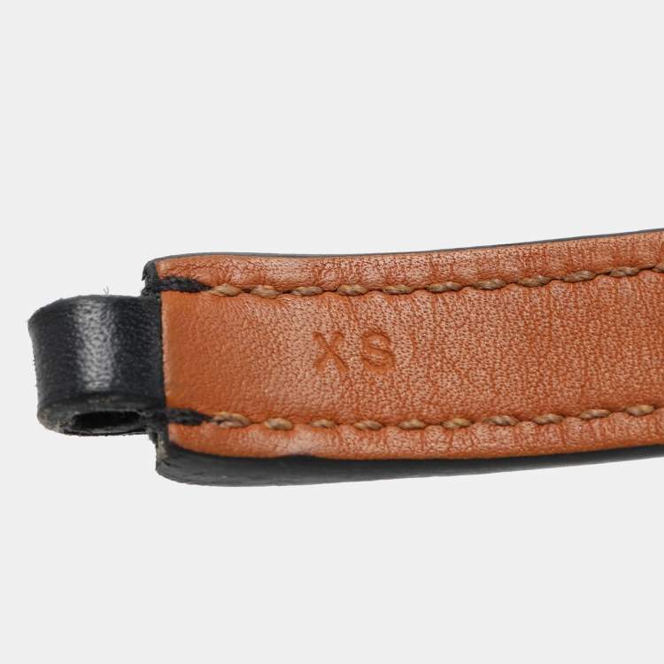 Pre Owned Hermès Black Leather Rivale Double Tour Bracelet XS