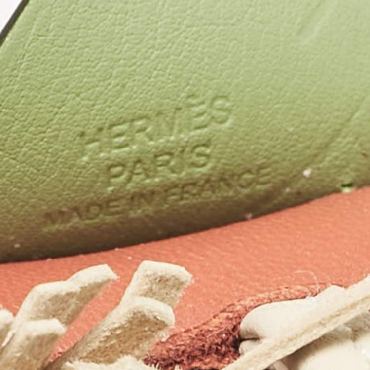 Pre Owned Hermes Gold/Craie/Vert Criquet Milo Leather GriGri Rodeo Pegase Bag Charm PM