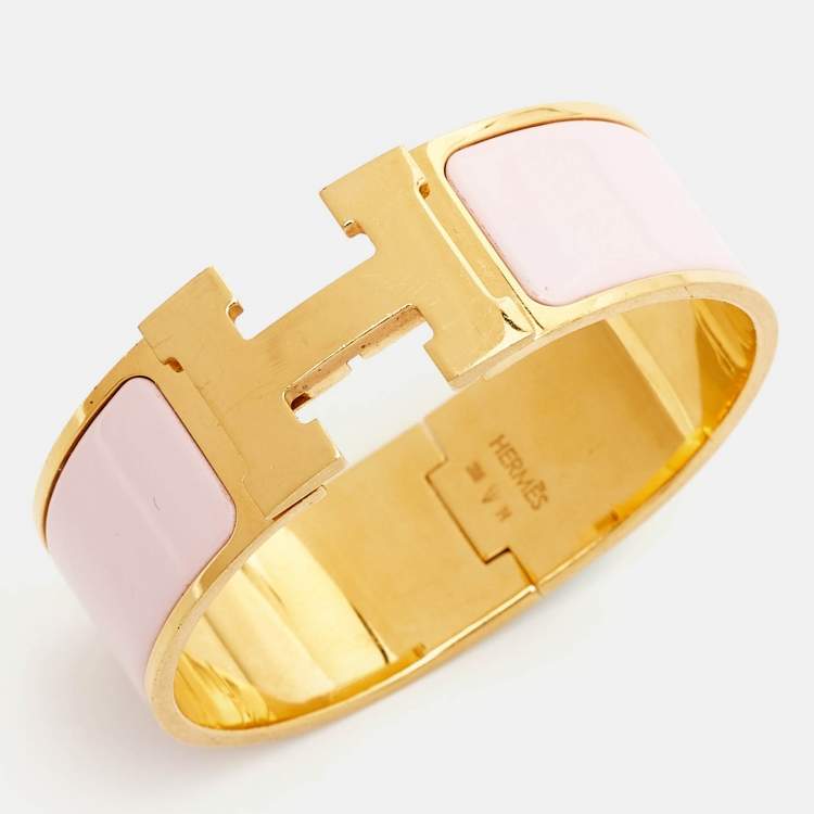 مملوكة مسبقًا Hermès Clic Clac H Enamel Gold Plated Bracelet 