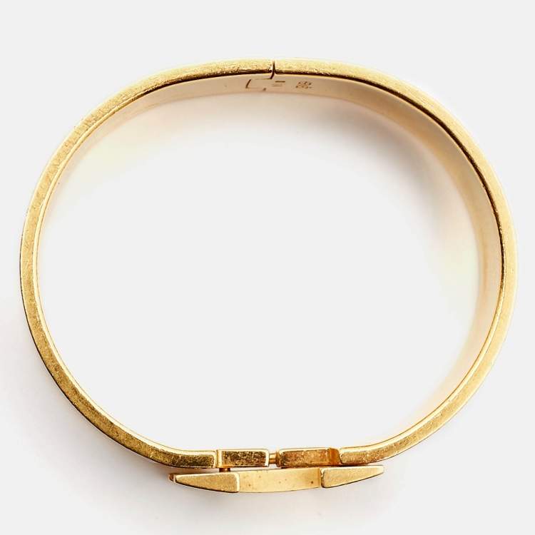 مملوكة مسبقًا Hermès Clic Clac H Enamel Gold Plated Bracelet 