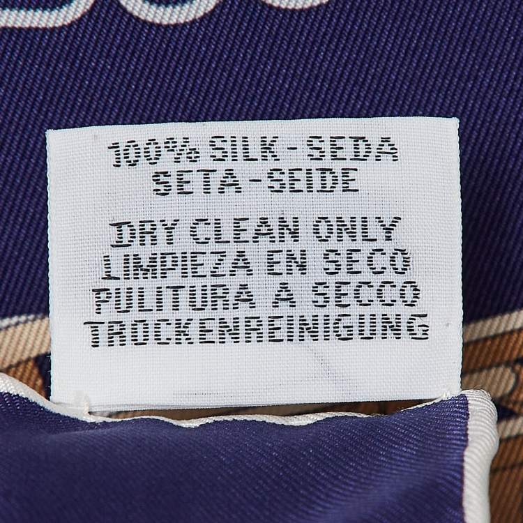 Pre Owned Hermès Blue Printed Silk Reaction en Chaines Scarf