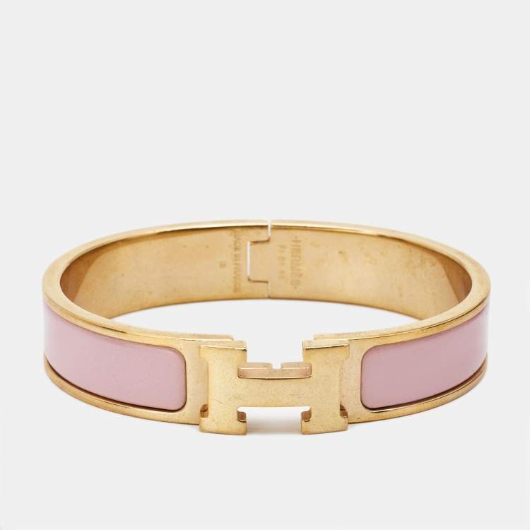 Pre Owned Hermès Clic H Enamel Gold Plated Bracelet