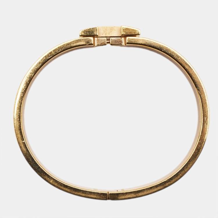 Pre Owned Hermès Clic H Enamel Gold Plated Bracelet