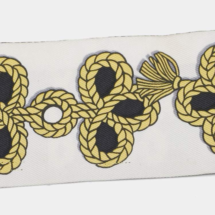 Pre Owned Hermès Black/White Galons et Brandebourg Silk Twilly Scarf
