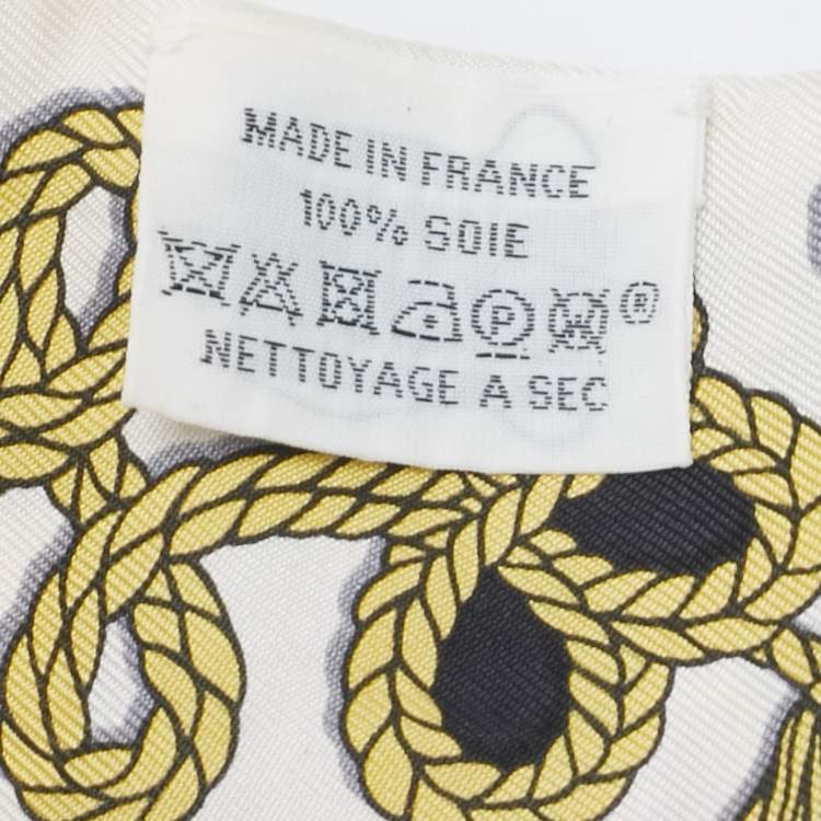 Pre Owned Hermès Black/White Galons et Brandebourg Silk Twilly Scarf