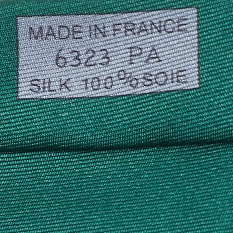 Pre Owned Hermes Green/Grey Printed Silk Classic Tie