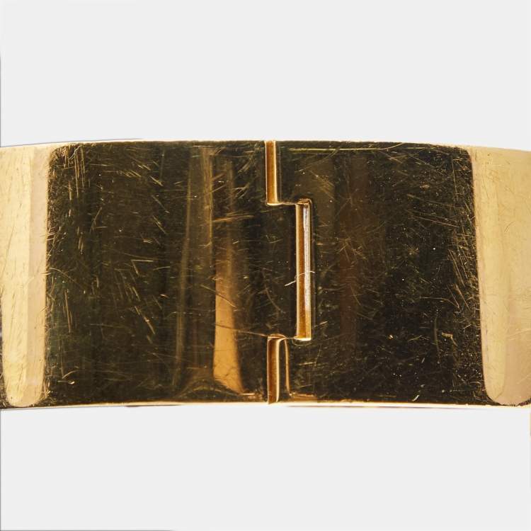 Pre Owned Hermes Clic Clac H Black Enamel Gold Tone Bracelet