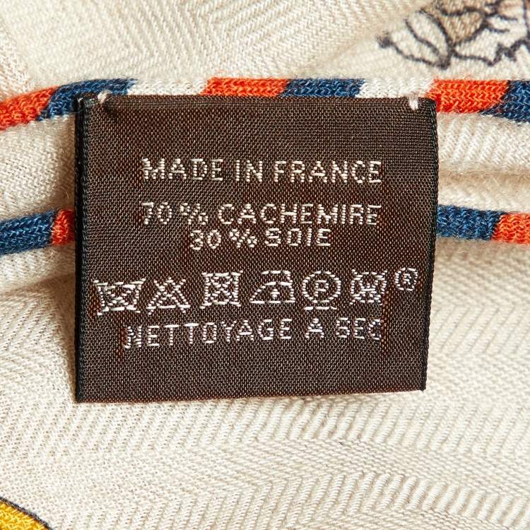 Pre Owned Hermès Naturel/vermillon La Reale Cashmere & Silk Giant Triangle Scarf