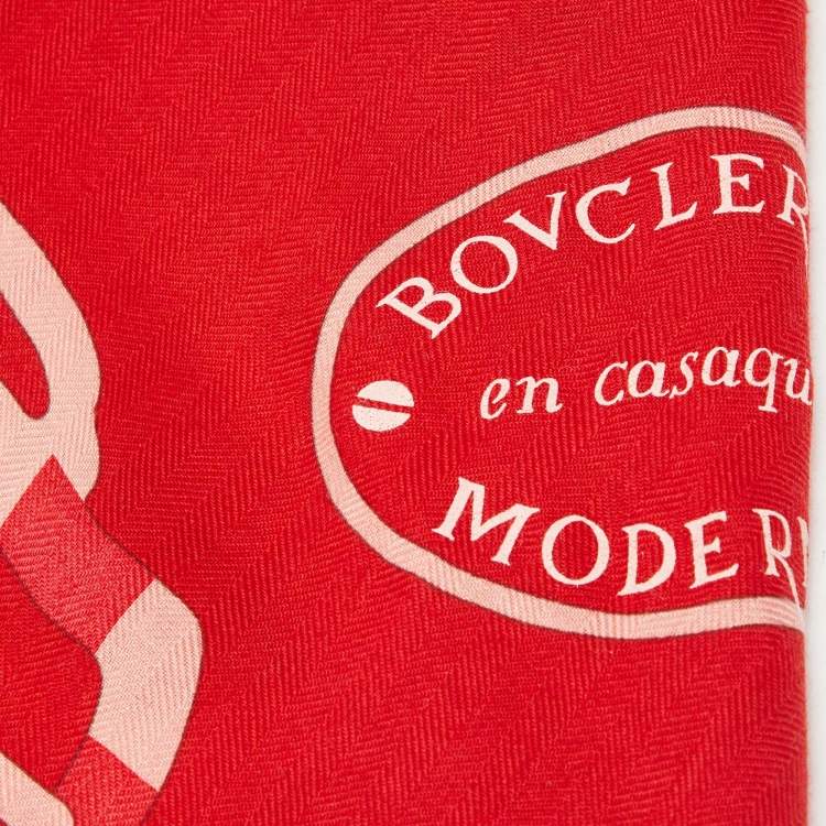 Pre Owned Hermès Red Printed Cashmere Blend Bouclerie Moderne en Casaques Giant Triangle Scarf