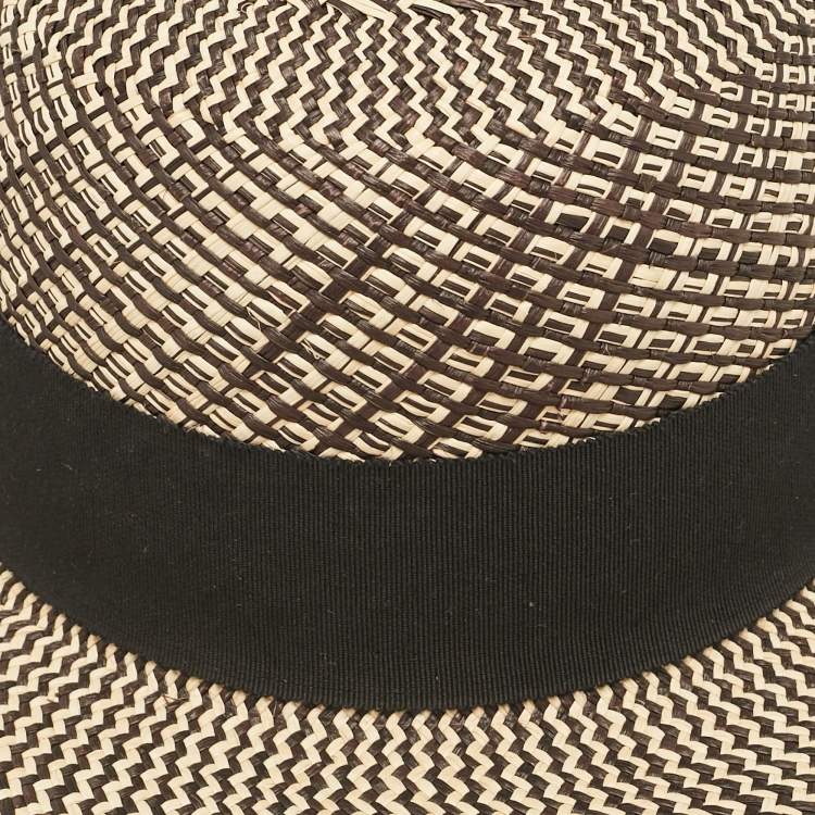 Pre Owned Hermès Beige/Black Straw Anouk Panama Hat