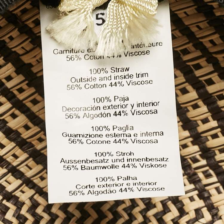 Pre Owned Hermès Beige/Black Straw Anouk Panama Hat