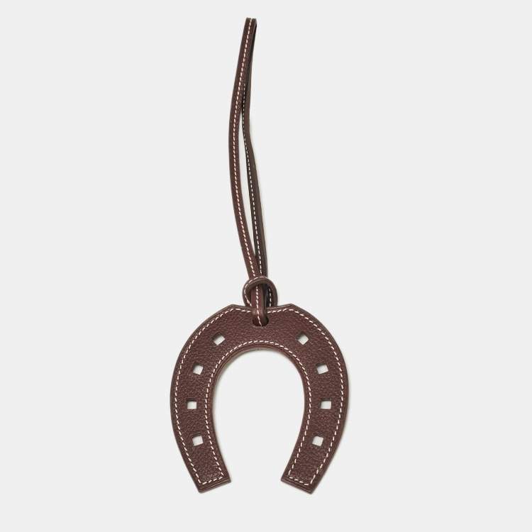 Pre Owned Hermès Rouge Sellier/Marron Fonce Evercolor Leather Paddock Fer a Cheval Bag Charm