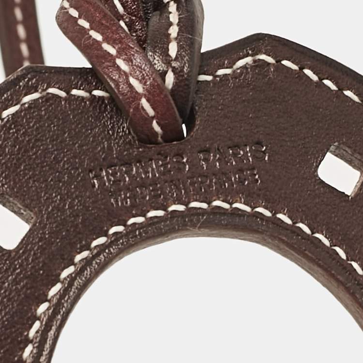 Pre Owned Hermès Rouge Sellier/Marron Fonce Evercolor Leather Paddock Fer a Cheval Bag Charm