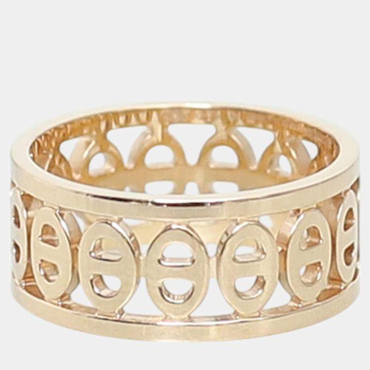 Pre Owned Hermes 18k Rose Gold Chaine d'ancre Divine Ring EU 51