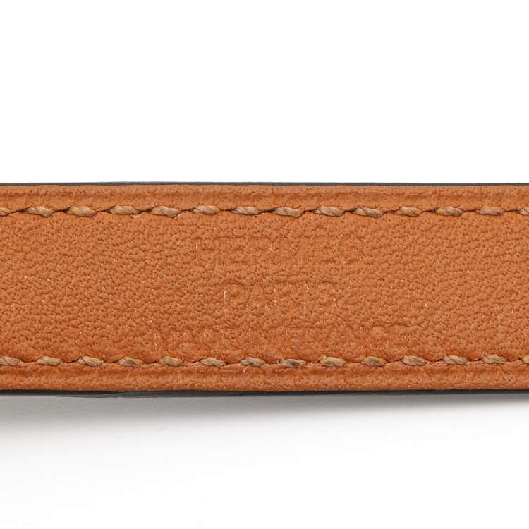 Pre Owned Hermes Kelly Navy Blue Leather Palladium Plated Double Wrap Bracelet