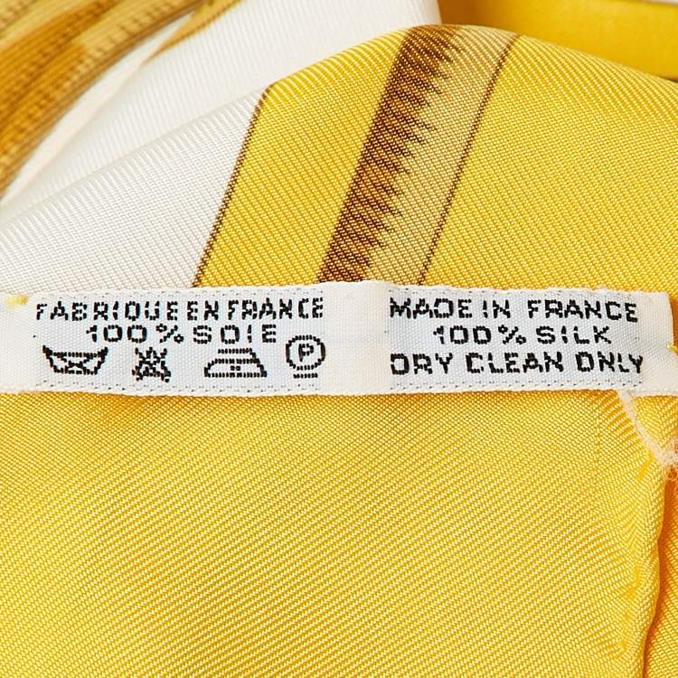 Pre Owned Hermès White/Gold Tiger Royal Print Silk Square Scarf