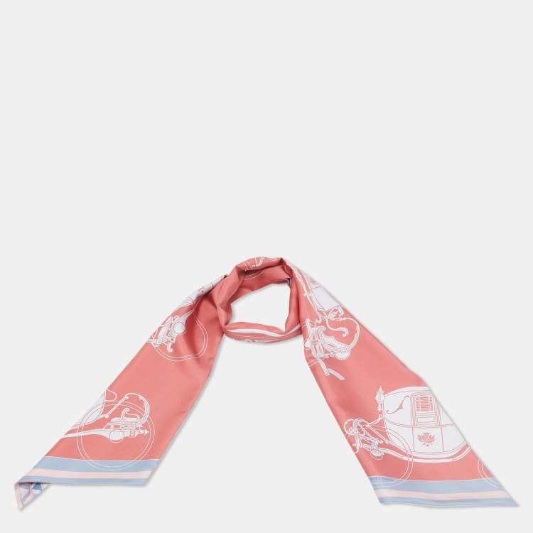 Pre Owned Hermès Pink Printed Silk Twill Scarf