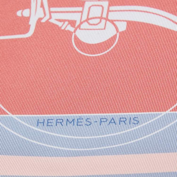 Pre Owned Hermès Pink Printed Silk Twill Scarf
