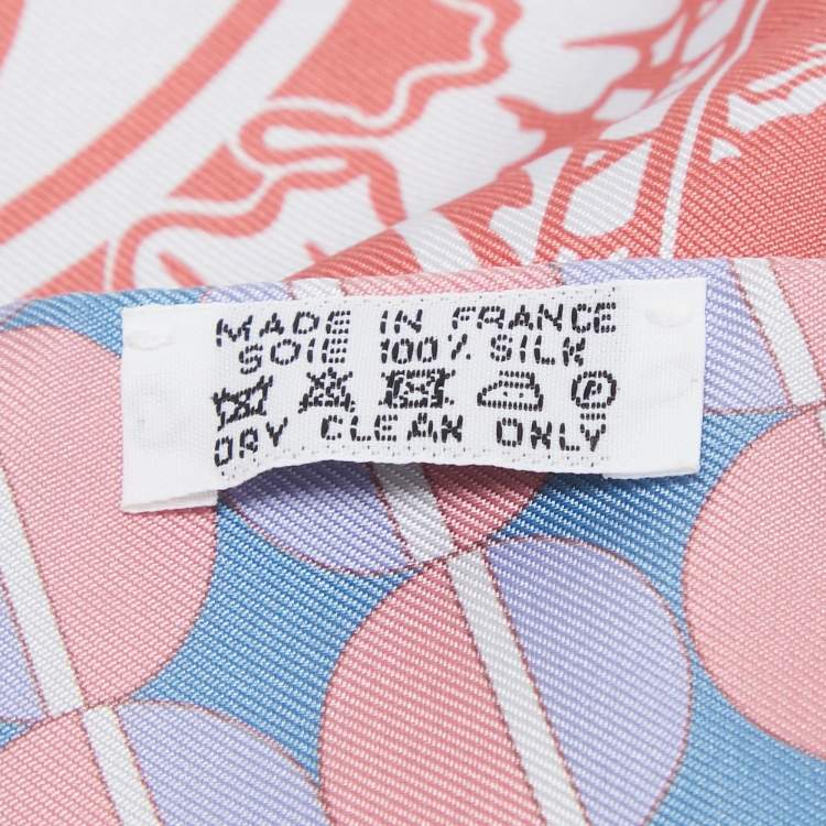 Pre Owned Hermès Pink Printed Silk Twill Scarf