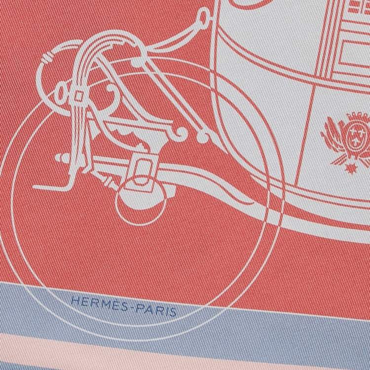Pre Owned Hermès Pink Printed Silk Twill Scarf
