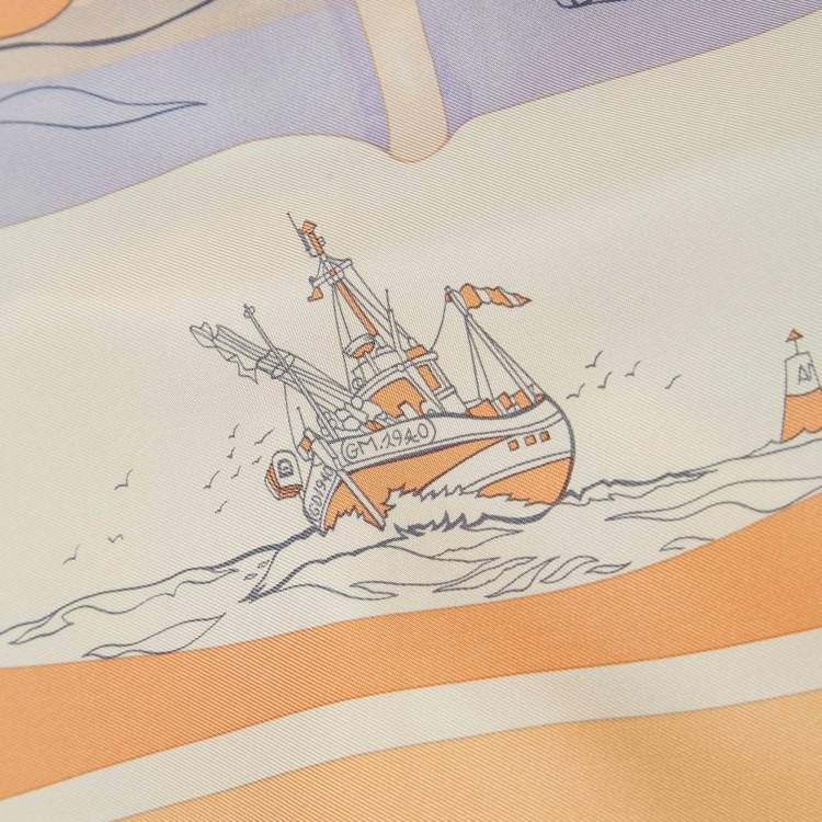 Pre Owned Hermès Pink Printed Silk Compagnons de Mer Scarf