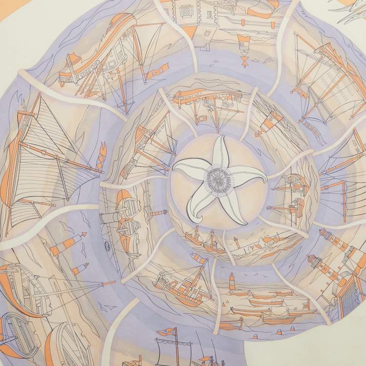 Pre Owned Hermès Pink Printed Silk Compagnons de Mer Scarf