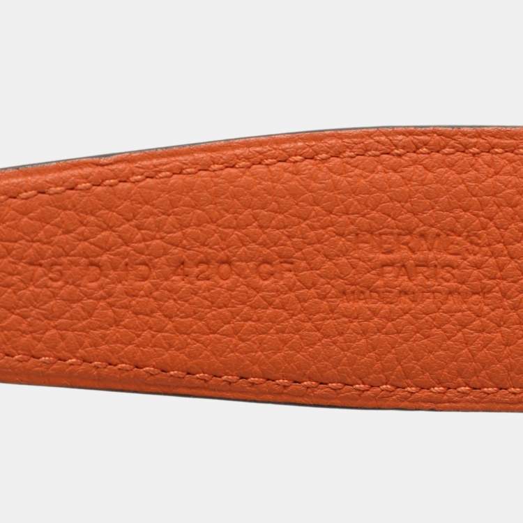 Pre Owned Hermès Black Leather Reversible H Buckle Belt 75CM