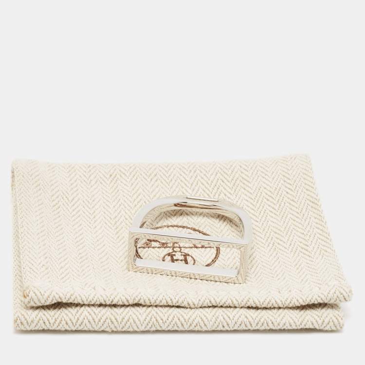 Pre Owned Hermès Etrier 90 Palladium Plated Scarf Ring