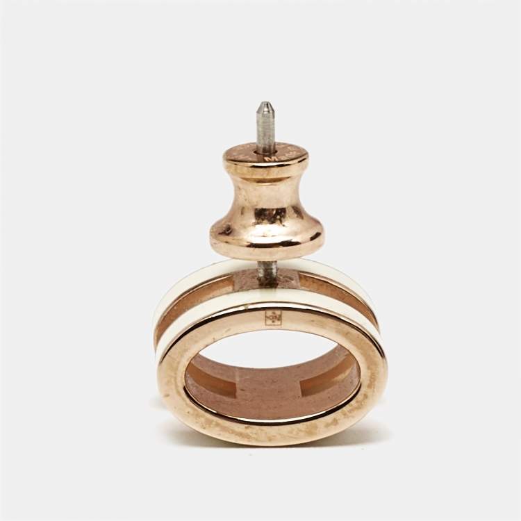 Pre Owned Hermès Pop H White Enamel Gold Plated Stud Earrings