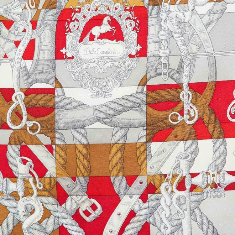 Pre Owned Hermès Orange Printed Della Galleria Square Scarf 