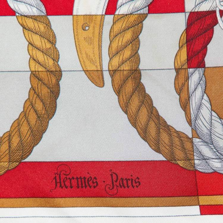 Pre Owned Hermès Orange Printed Della Galleria Square Scarf 