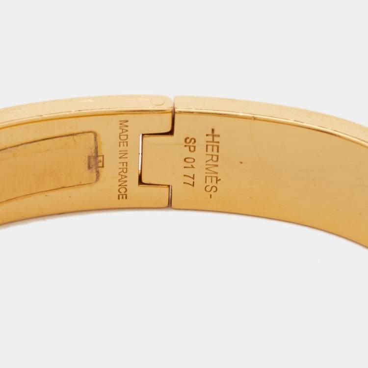 Pre Owned Hermès Clic H Yellow Enamel Gold Plated Bracelet